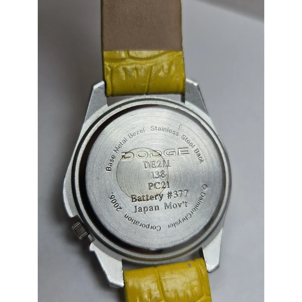 Dodge 2005 Mens Quartz Watch Ram Logo Black Dial Leather New Battery Collectible